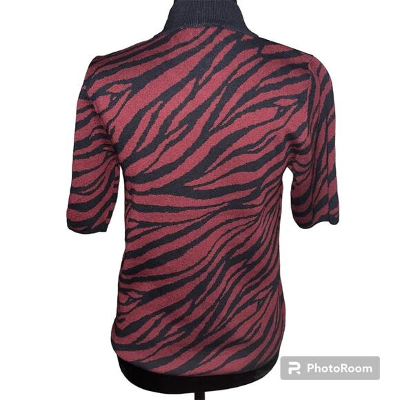 Michael Kors Zebra Print Sweater T Shirt L - Picture 2 of 10